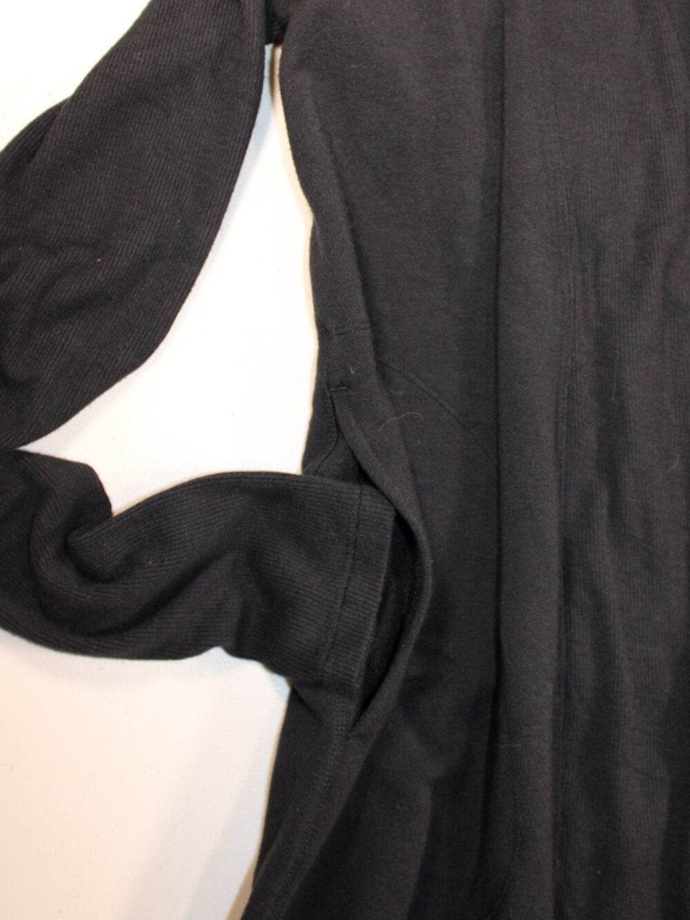 Athleta Women's Black Open Front Longline Draped Cardigan with Pockets - Picture 7 of 14